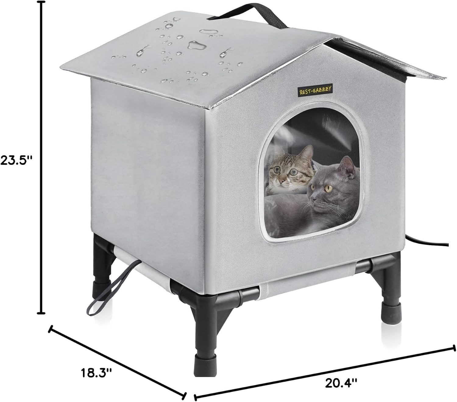 Rest-Eazzzy Cat House for Indoor and Outdoor Cats in Winter, Waterproof, Fully Insulated Shelter for Stray and Feral Cats, Great for Cat Houses for Outdoor and Cat Beds for Indoor Cats(Grey, Medium)