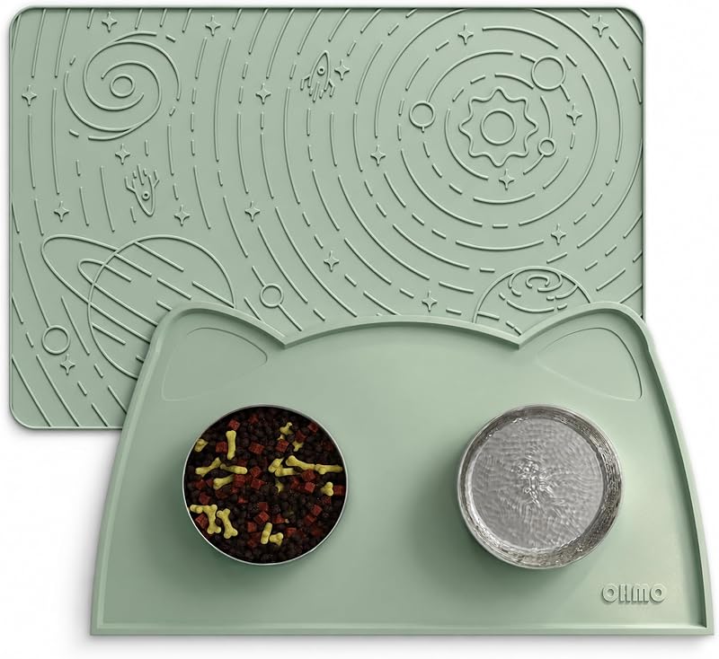 Tapete de Silicone para Comedouro de Gatos e Cães OHMO, Antiderrapante e Impermeável, Pacote com 2