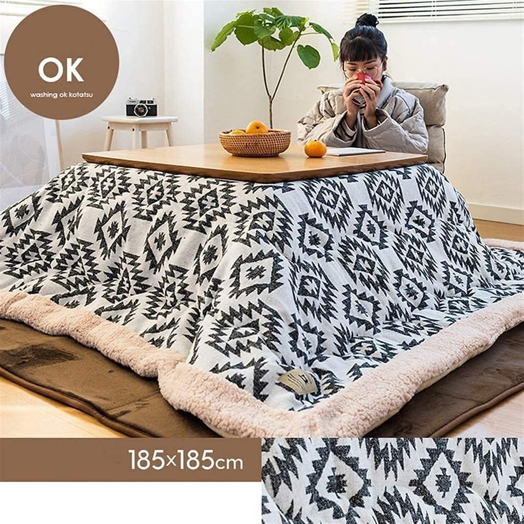 Japanese Stove Table Quilt Kotatsu Table with Heater and Blanket Tables Japanese-Style Foldable Storage Heating Tatami Electric Stove Tea Soft and Comfortable Thickening Heater 4-Piece Set Blue (Blue