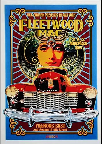 Multi-Color Fleetwood Mac Retro Vintage Rock Concert Gig Poster Wall Art A3