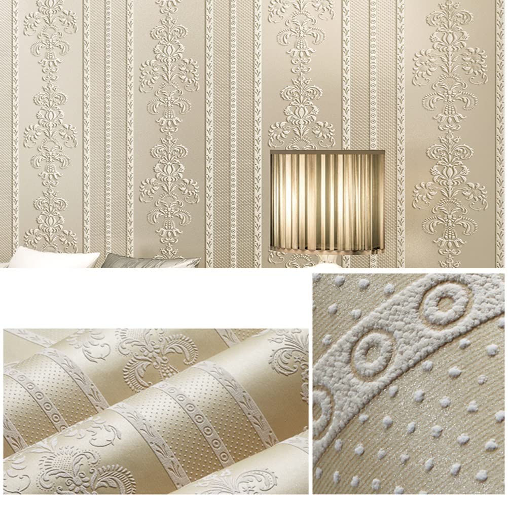 Carta da Parati Carta da Parati Autoadesiva in Rilievo in Stile Europeo in Stile Europeo, Facile da Attaccare E Buccia Camera da Letto Soggiorno Decoration Wall Sticker