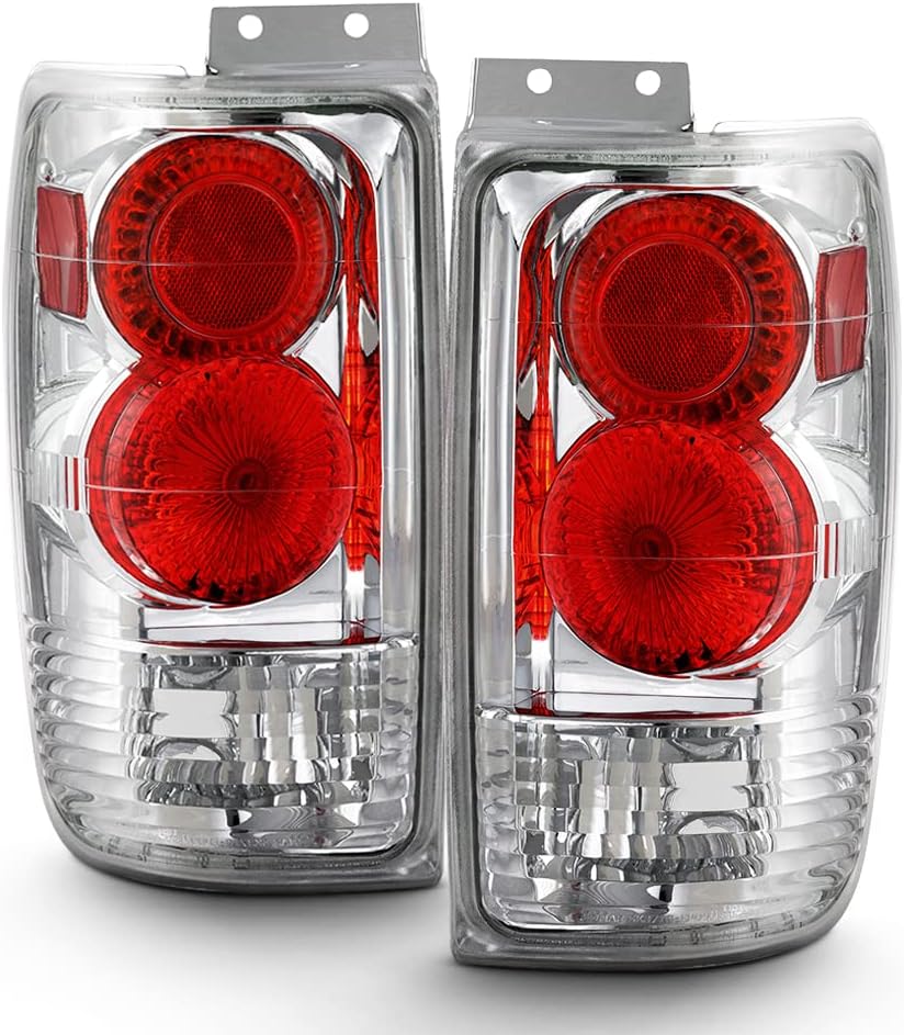 ACANII - For 1997-2002 Ford Expedition Chrome Rear Tail Lights Brake Lamps Replacement Driver & Passenger Side