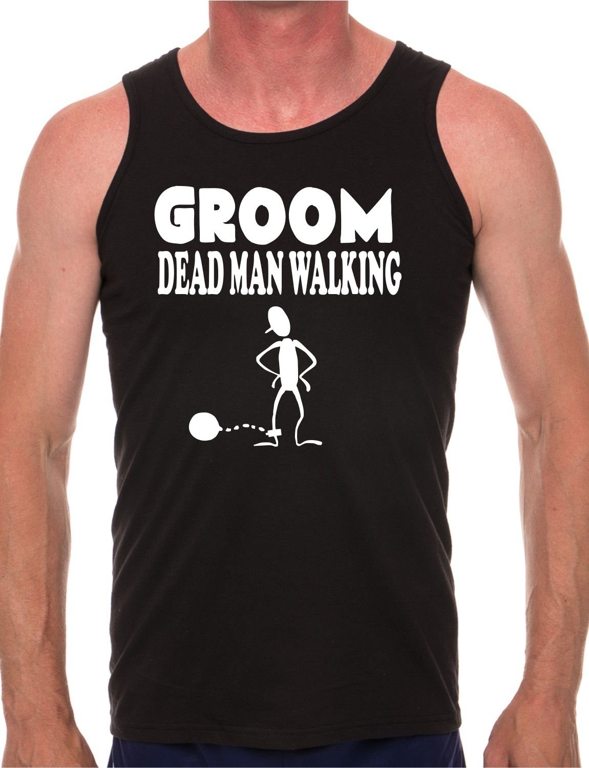 Print4u Men's Black Groom Dead Man Walking Stag Do Vest Tank Gym Top Medium