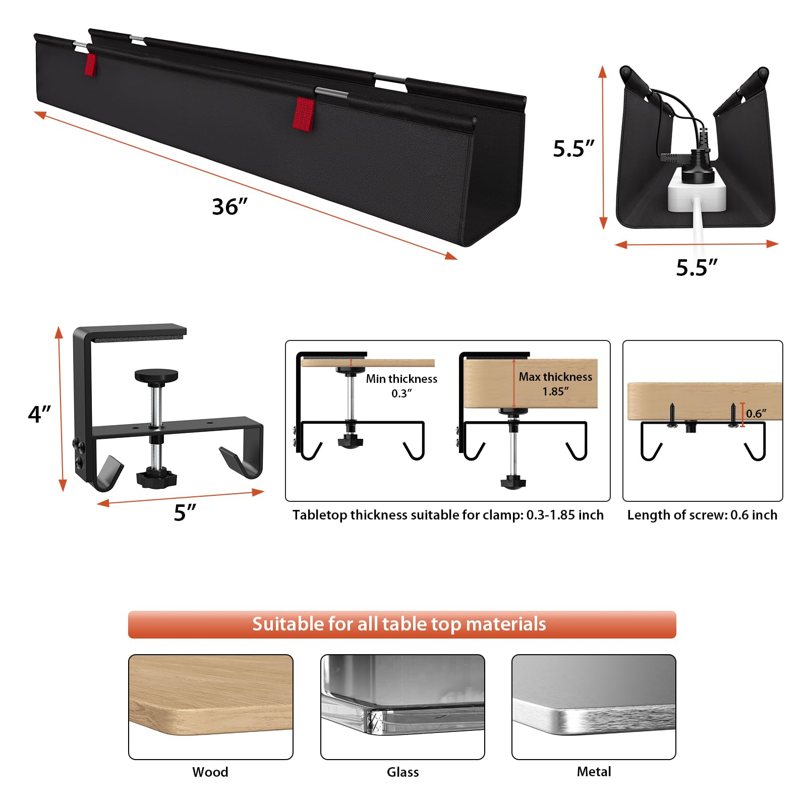 Univivi Under Desk Cable Management Tray - Image 4