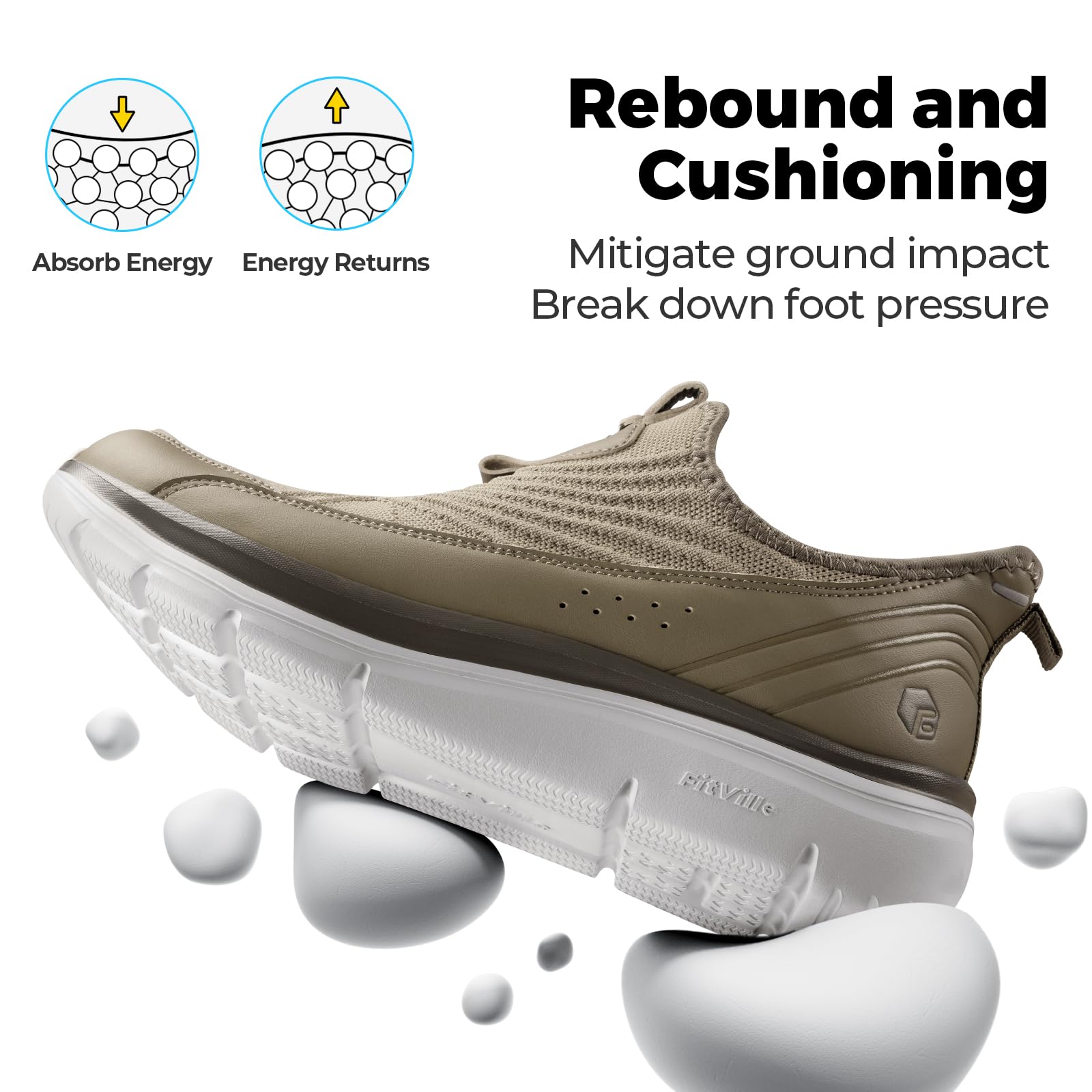 FitVille Slip On Scarpe da Passeggio Uomo Extra Larghe Sneakers Sportive da Corsa Camminata Traspiranti Comode dalla Calzata Ampia Senza Lacci
