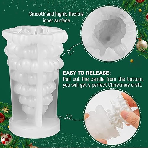 Miniatura 6 de Molde de vela de árbol de Navidad 3D, 2 moldes de silicona para hacer velas, molde de fabricación de velas hecho a mano de Navidad, molde de resina