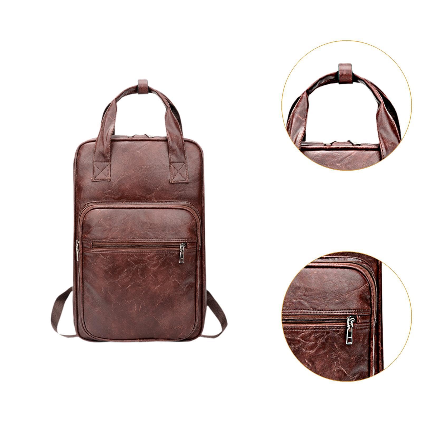 TISHITA Borsa Porta Bacchette, Custodia per Bacchette, Organizer per Bacchette in PU con Ampia Capacità E Tasca Frontale, Resistente All'acqua Graffi, Marrone