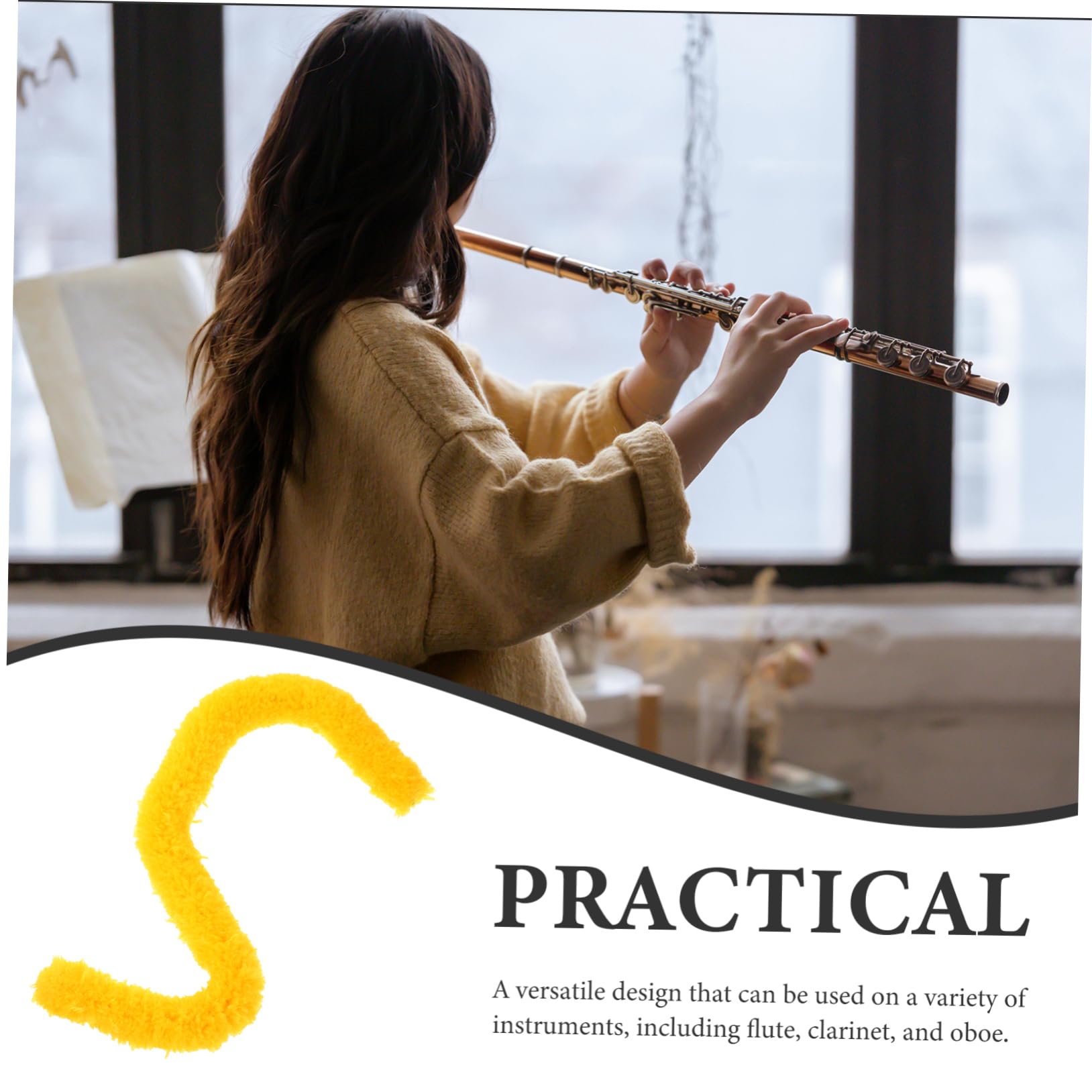 Abaodam Portable Flute Cleaning Brush Clarinet Brush Flute Cleaning for Saxophone Cotton Material