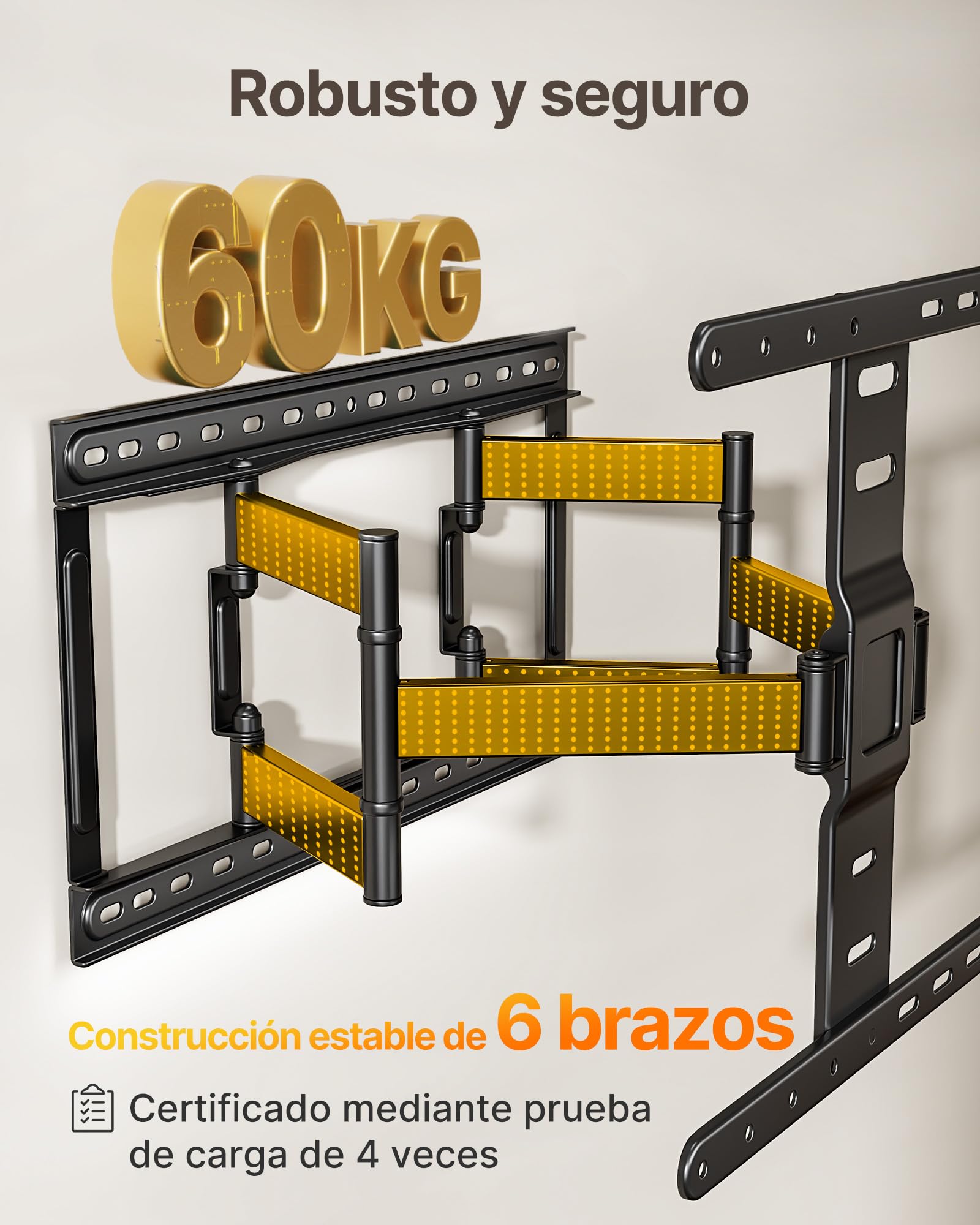 monTEK Slim - Soporte de pared para televisores de 37 a 75 pulgadas (hasta 60 kg, máx. VESA 400 x 400) | Soporte de TV de 1,1 pulgadas, orientable, inclinable y extensible, totalmente móvil, 4 posiciones de carga, fácil montaje