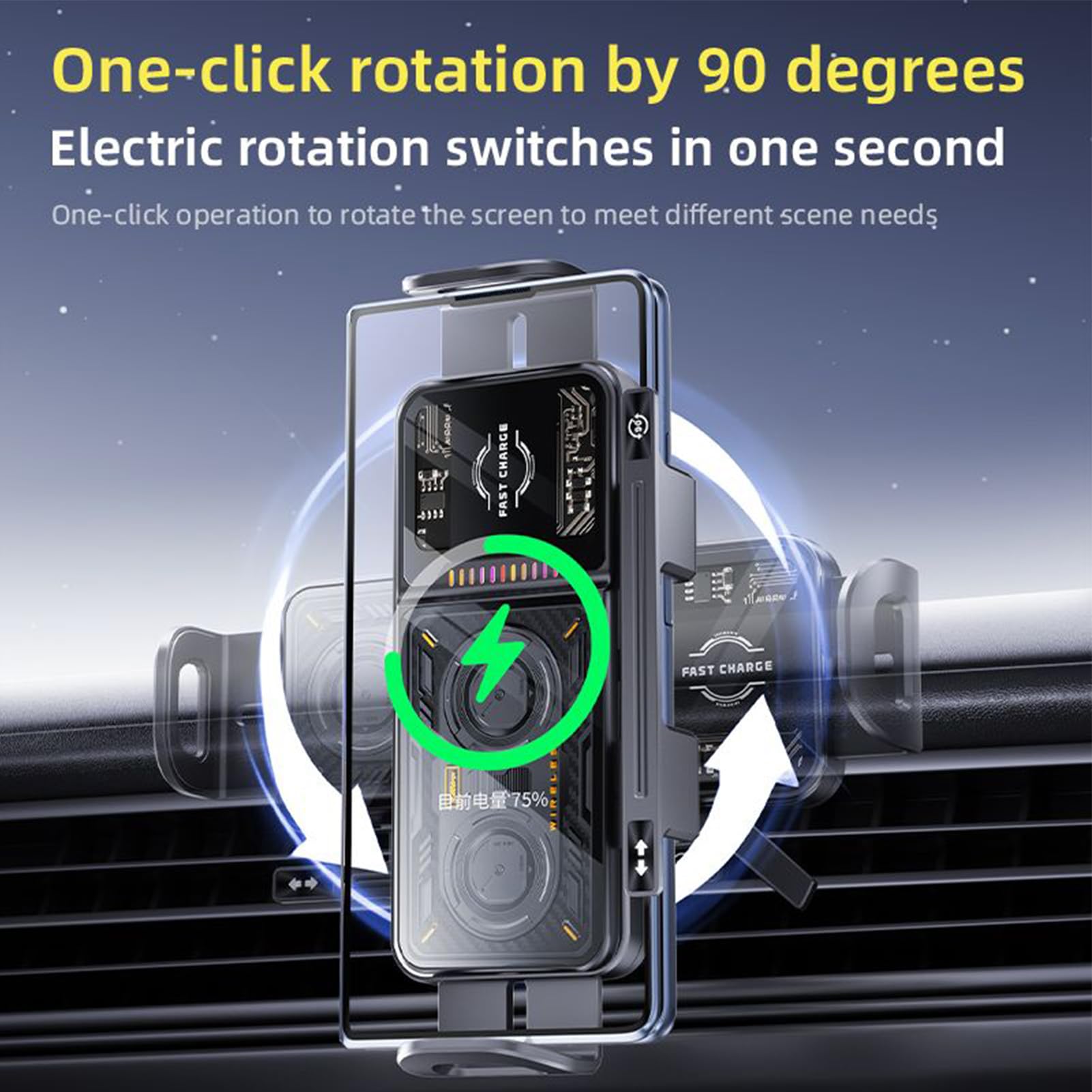 Caricabatterie Wireless per Auto Supporto da 20W con Aggancio Automatico