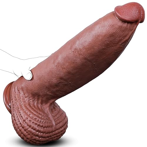 4'' Diameter Huge Thick Dildo, XXXL Realistic 15 Inch PVC Big Black Dildo with Small Glans & Strong Suction Cup Extra Large Hands-Free G-Spots Giant Anal Dildos Sex Toys for Men Women Gay