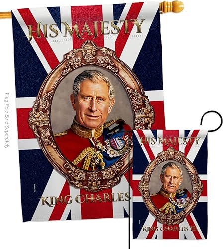 Letrero con texto en inglés «His Majesty King Charles III», decoración de pared, para habitación, patio, porche, jardín, tapiz para interiores y