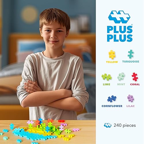 Miniatura 2 de PLUS PLUS Bloques de construcción entrelazados de 240 piezas para niños, juguetes de conexión de extremo abierto, mini manipuladores para el aula,