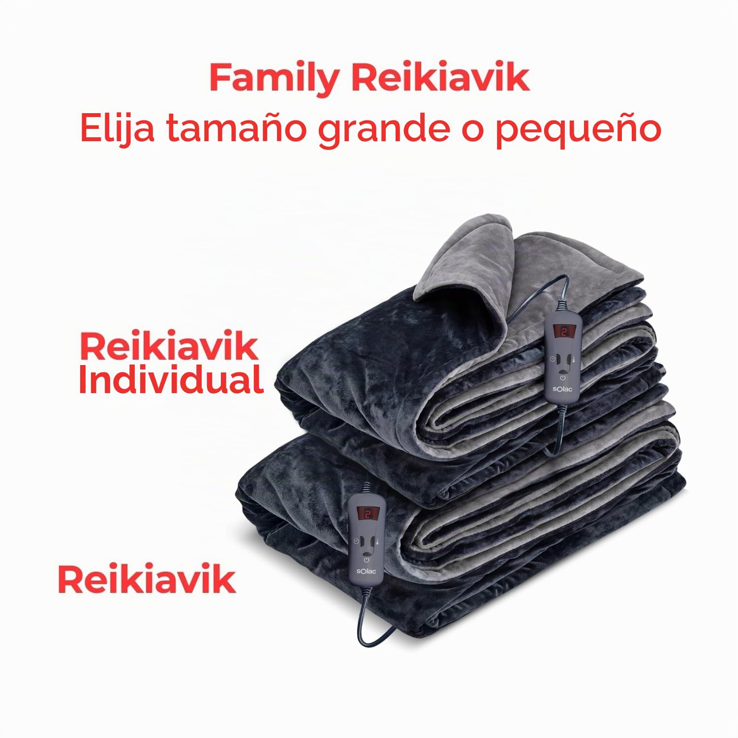 Solac – Manta Eléctrica Térmica Digital CT8607 Reikiavik Single, 150W, 10 Niveles Calor, Temporizador 9h, Autoapagado, Lavable a Máquina, Suave Franela, 120x160 cm, Protección Sobrecalentamiento