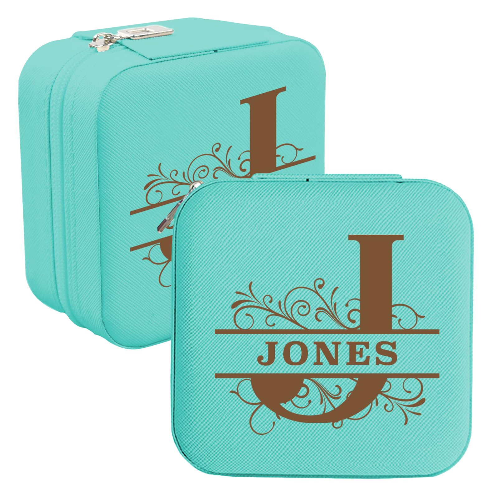 Personalised Engraved Travel Jewellery Box with Name and Initials for Women - Personalised Small Jewellery Case Organiser for Birthday, Wedding, Christmas, Bridesmaid, and Daughter Gifts.