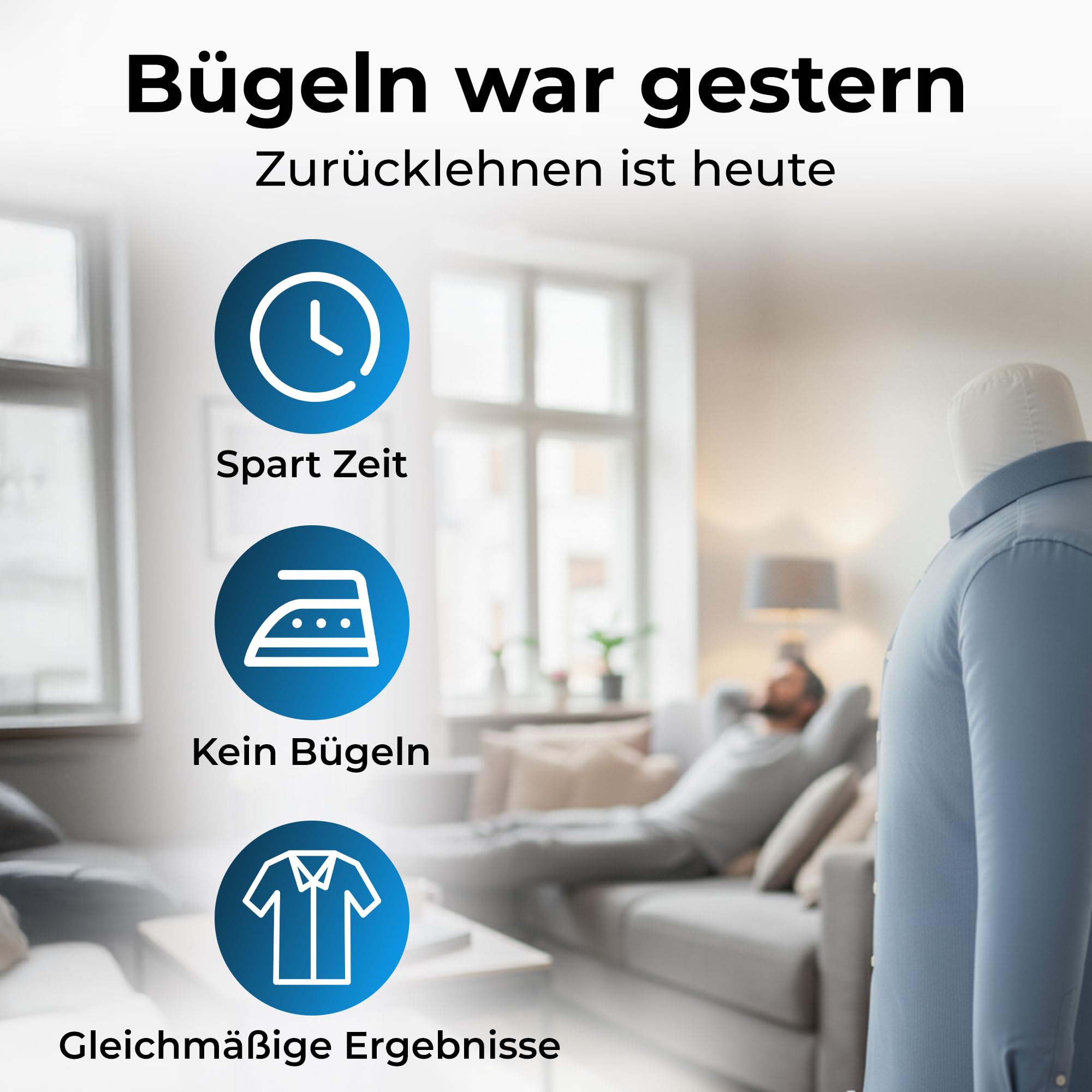 KLAMER Hemdenbügler Pro 1400W Bügelpuppe mit Aufsätzen für Hemden, Hosen & Schuhe – Automatischer Hemdglätter, Hosenbügler & Schuhtrockner für faltenfreie, trockene Kleidung ohne Bügeln
