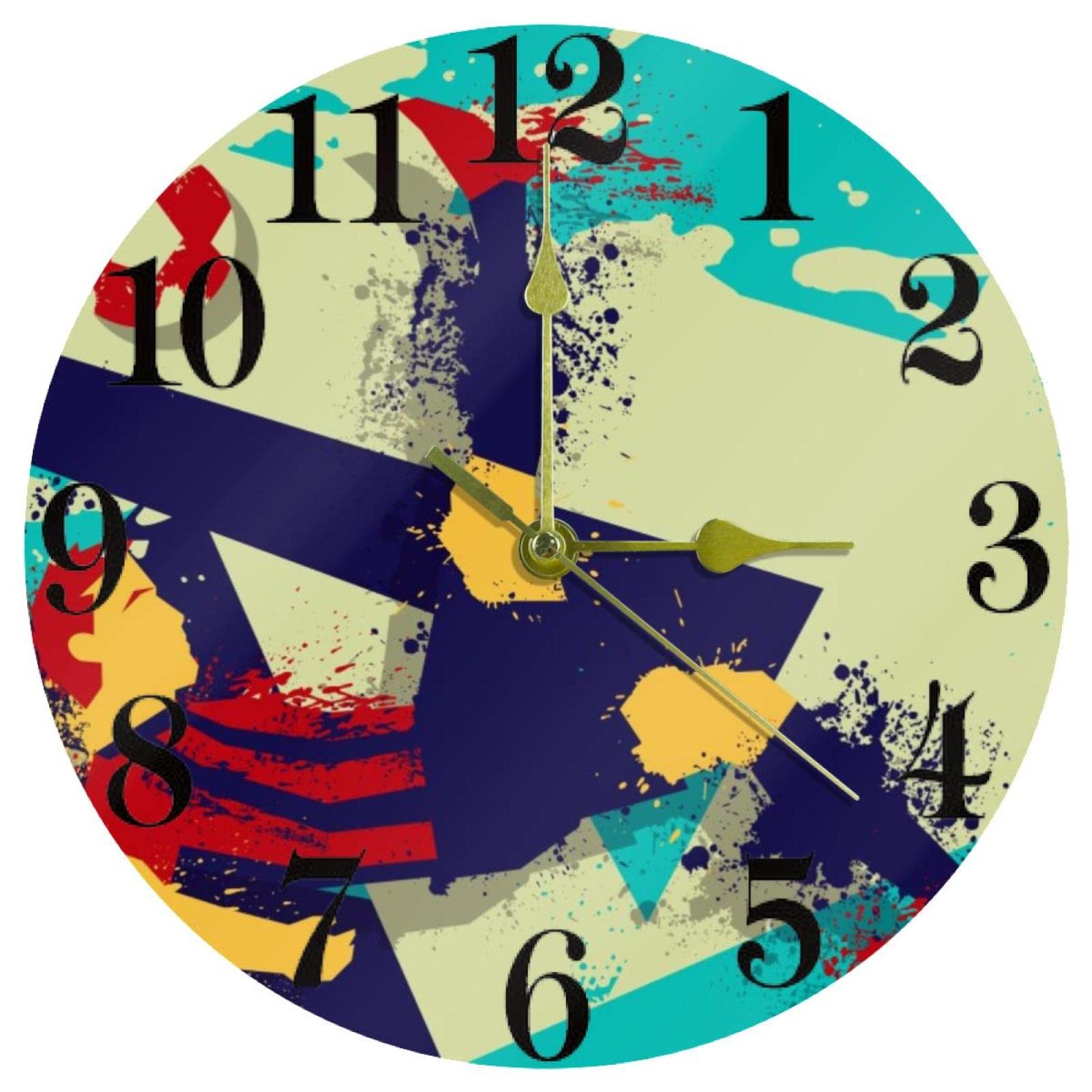 Horloge murale joueur de football de 25,4 cm ronde et silencieuse