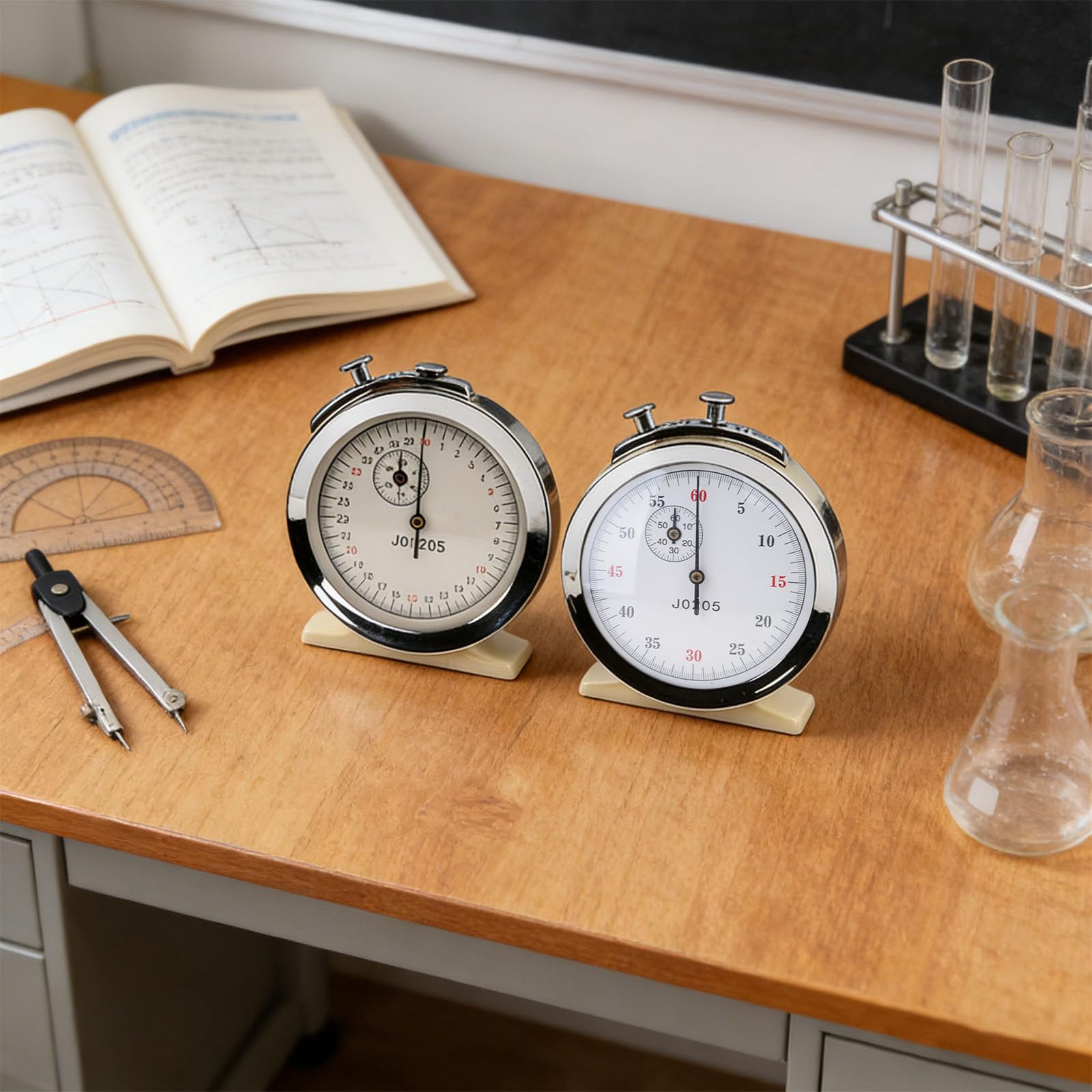 Cronómetro mecánico para enseñanza en el aula, experimentos de física y entrenamiento deportivo, reloj de parada de metal para uso en exteriores
