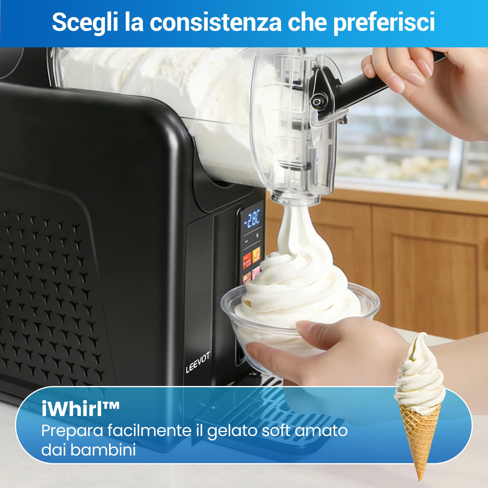 Macchina per granite e gelato soft LEEVOT, macchina per bevande surgelate, 6 programmi preimpostati, blocco bambini, funzione autopulente, ideale per granite margarita domestica 220V 50Hz
