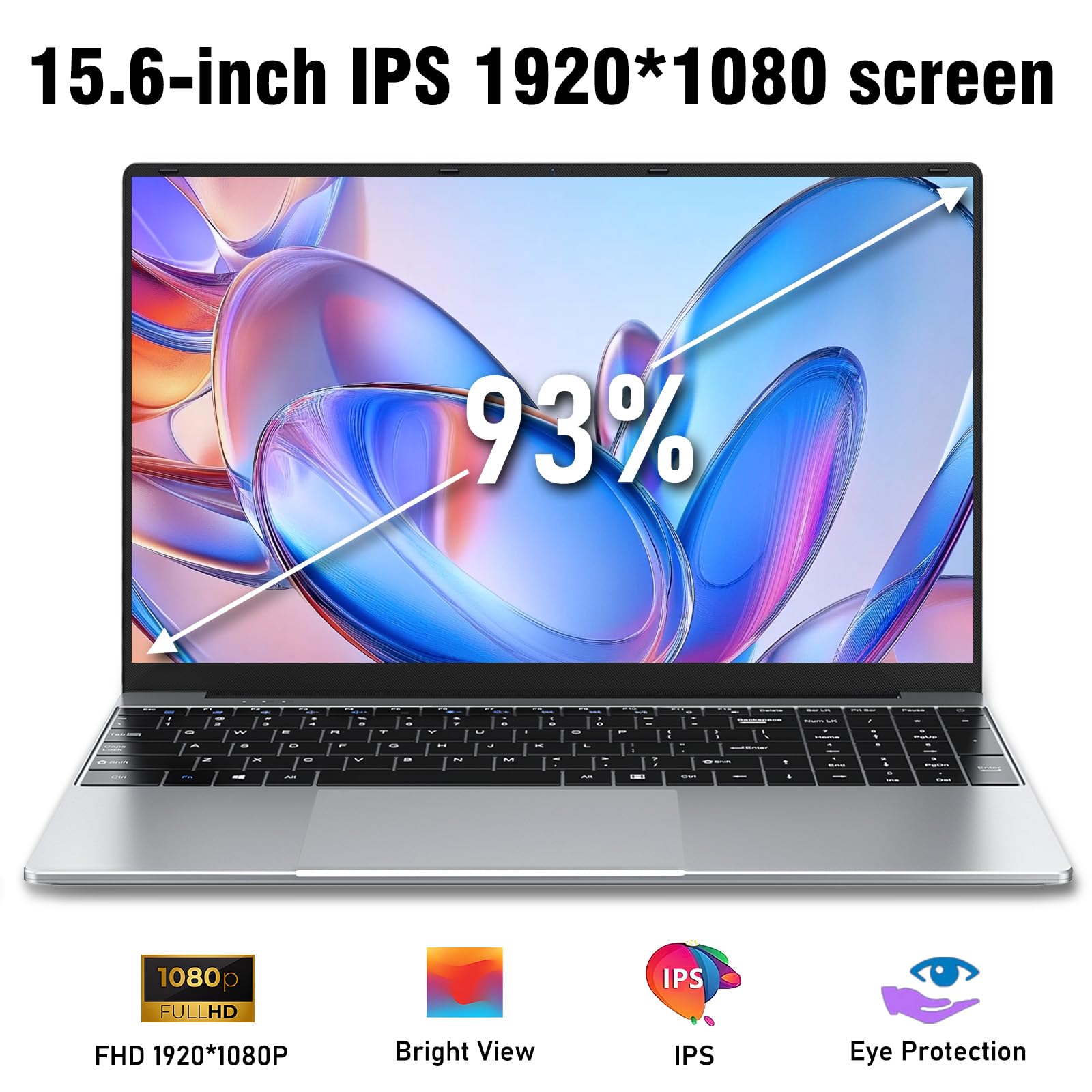 FUNYET Laptop, New Laptop, 2026 15.6 Inch Laptop PC, 16 GB RAM 512 GB SSD, Pentium Gold 4425Y, IPS FHD 1920 * 1080 Notebook, 180° Opening, 5000 mAh, Student, Type-C - 3