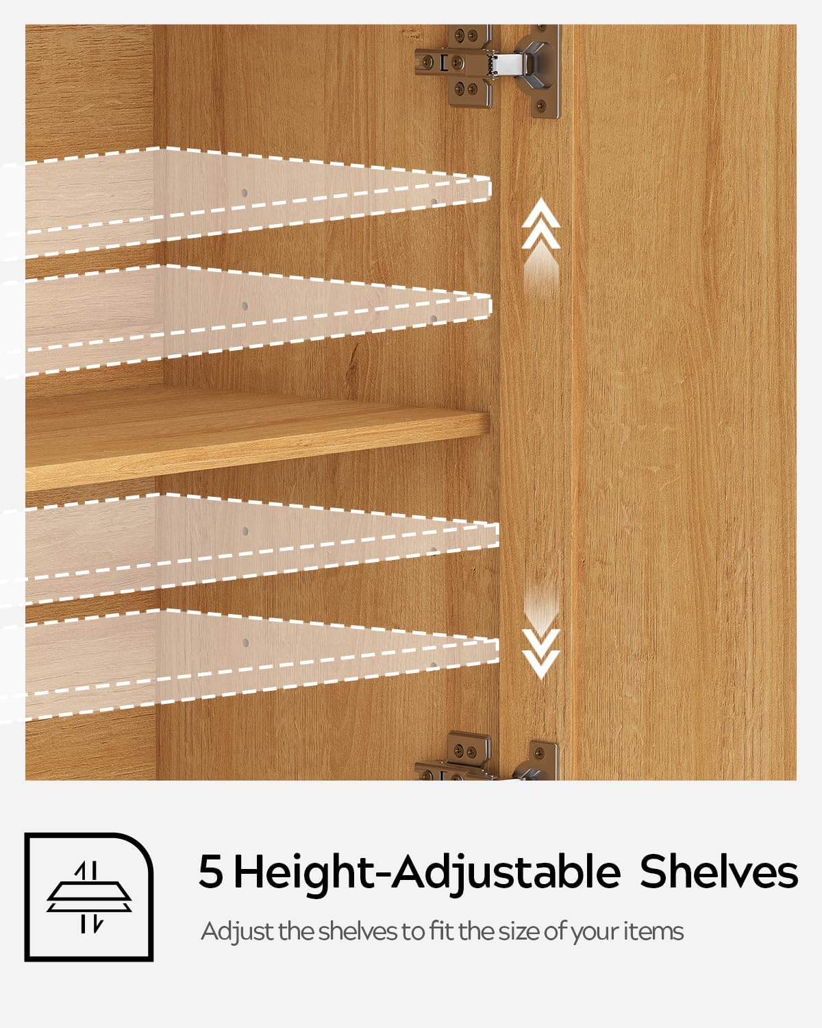 Laundry Room Cabinets Set of 2 Bathroom Wall Mounted Storage Cabinets Medicine Cabinet with Adjustable Shelves Floating Cupboard Kitchen Organizers for Living Room, Natural Oak