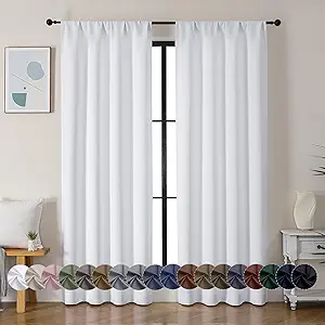 Simplebrand Ava Pure White Curtains for Bedroom 72 Inch Length 2 Panels Set, Light Filtering Window Treatment, Light Filtering Curtain Drapes, Soft Casual Rod Pocket Privacy Curtains, W40 x L72 Inch
