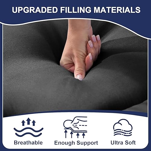 Miniatura 6 de Colchón de suelo japonés futón plegable, tapete de tatami enrollable portátil para acampar habitación de invitados, negro, individual (80 x 36