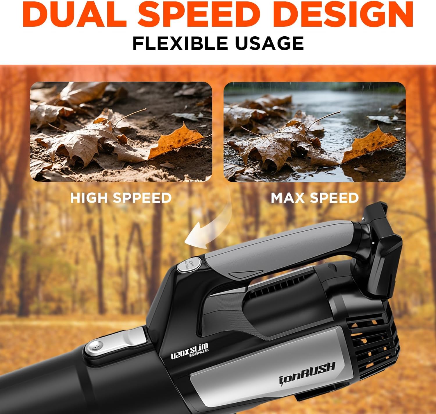 Leaf Blower Cordless, Compatible with Dewalt 20V Max Battery, 100MPH/405CFM Electric Brushless Leaf Blower, Battery Powered Blowers for Lawn Care, Patio, Dust, Blowing Leaves (No Battery)