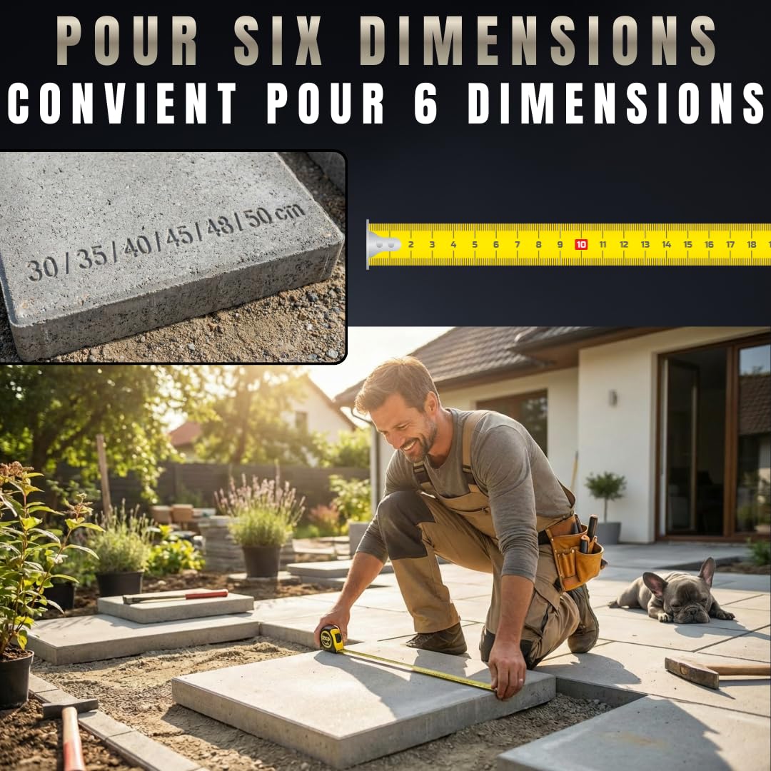 Pangolino - Lève dalle/plaques de terrasse réglables 300-500 mm porte dalles avec poignée ergonomique - Charge maximale : 30 kg - Support de plaque réglable sur 6 niveaux