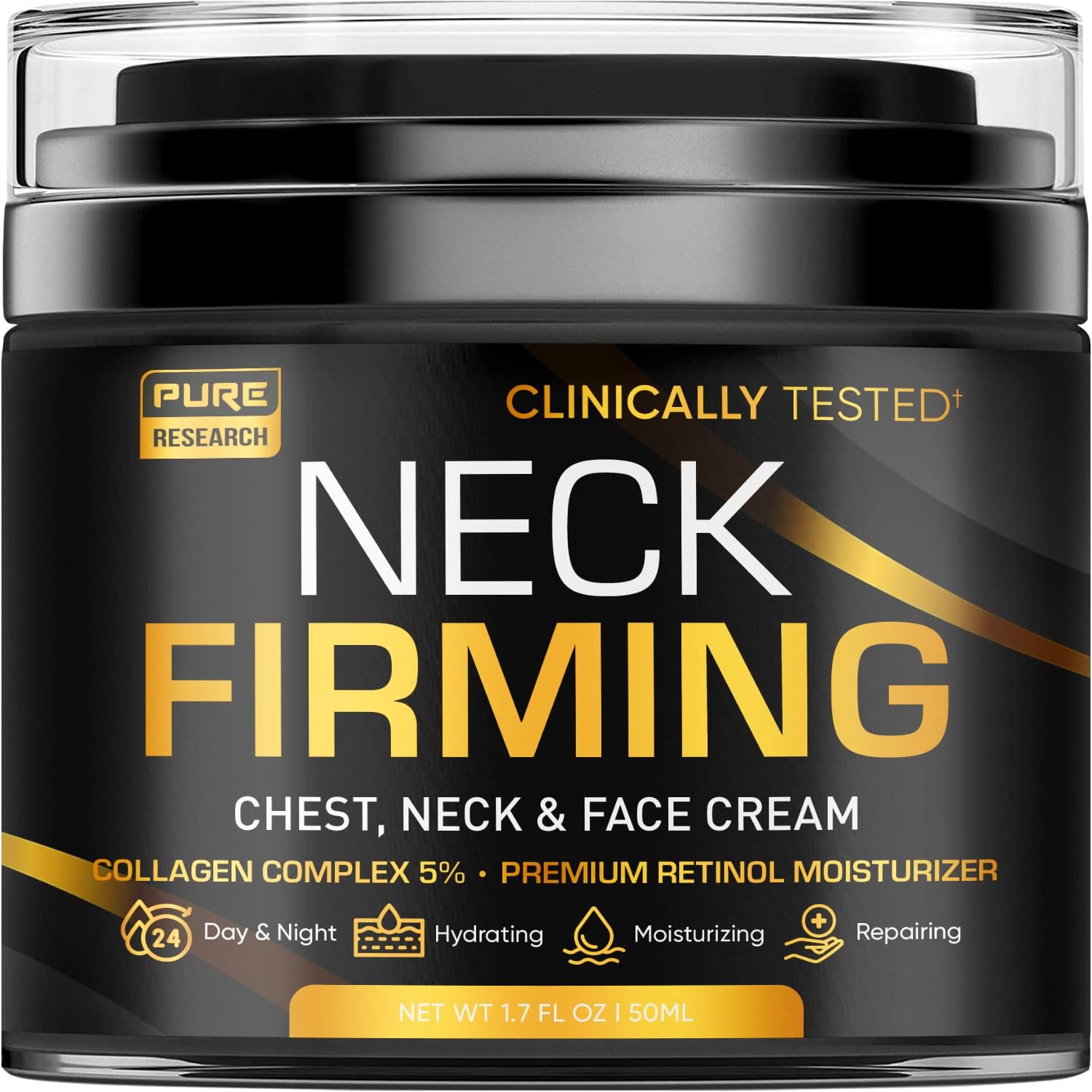 - PURE RESEARCH Neck Firming Cream - Anti Wrinkle Cream Day & Night Face Neck and Décolleté Cream - Moisturizing, Lifting & Hydrating