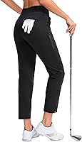 YYV Women's Stretch Golf Pants: High Waist Ankle Length with Pockets for Yoga, Work, Travel & Casual Wear