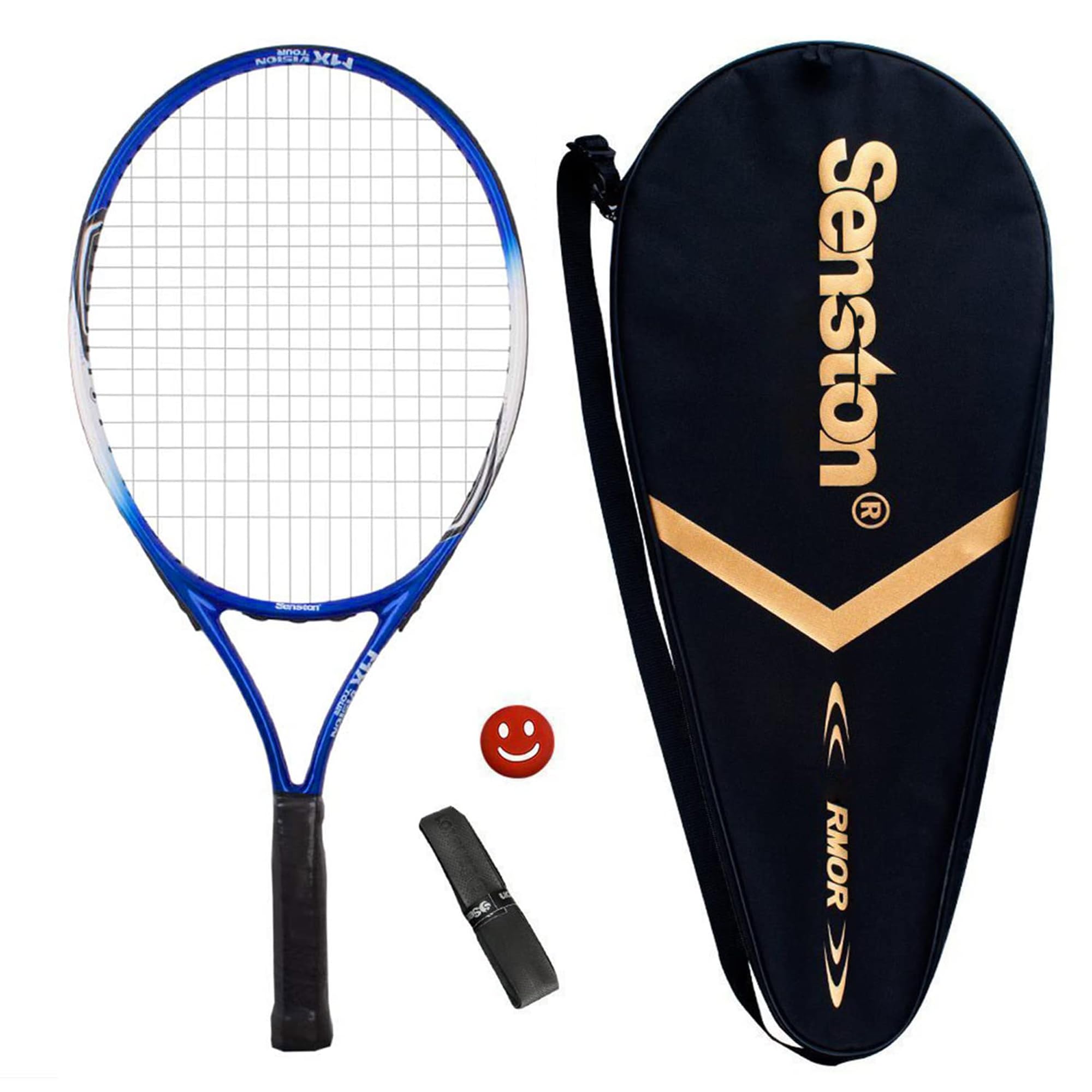 Senston 23" Junior Tennis Racquet for Kids Children Boys Girls Tennis Rackets with Racket Cover Blue White