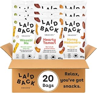 Laid Back Snacks | Dry Roasted Mini Bag Savoury Snack Mix - 20 x 45g – Healthy Snack, Party & Family Snacks