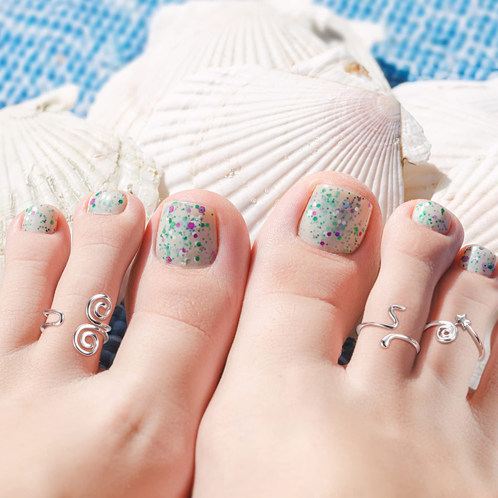 Florideco 3Pcs S925 Sterling Silver Toe Rings for Women Open Toe Rings Comfort-Fit Adjustable Toe Rings Celtic Knot Turquoise Finger Foot Jewelry Set: African Toe Ring