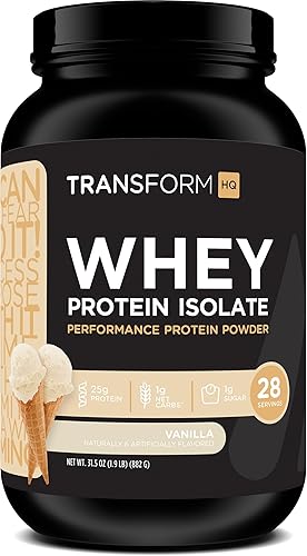 TransformHQ Aislado de proteína de suero de leche, 28 porciones (vainilla), sin gluten, sin OMG