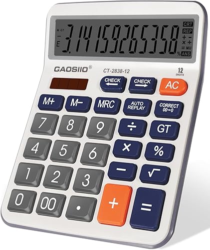 Calculadora de escritorio, pantalla LCD extragrande de 5 pulgadas, calculadora de escritorio, 12 dígitos, calculadoras con botones grandes, batería
