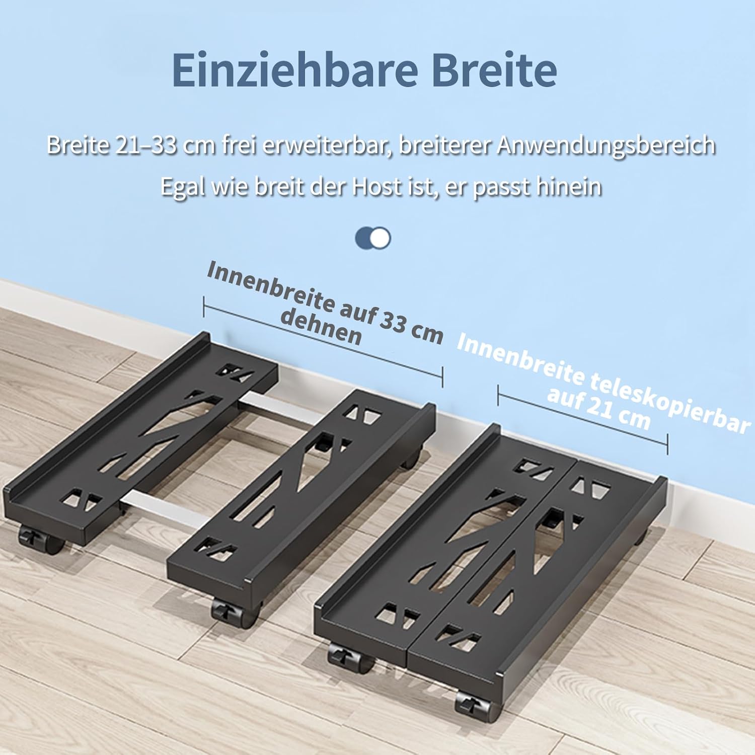 PC Stand, PC Holder Under Desk, Computer Desktop Universal Adjustable with Wheels