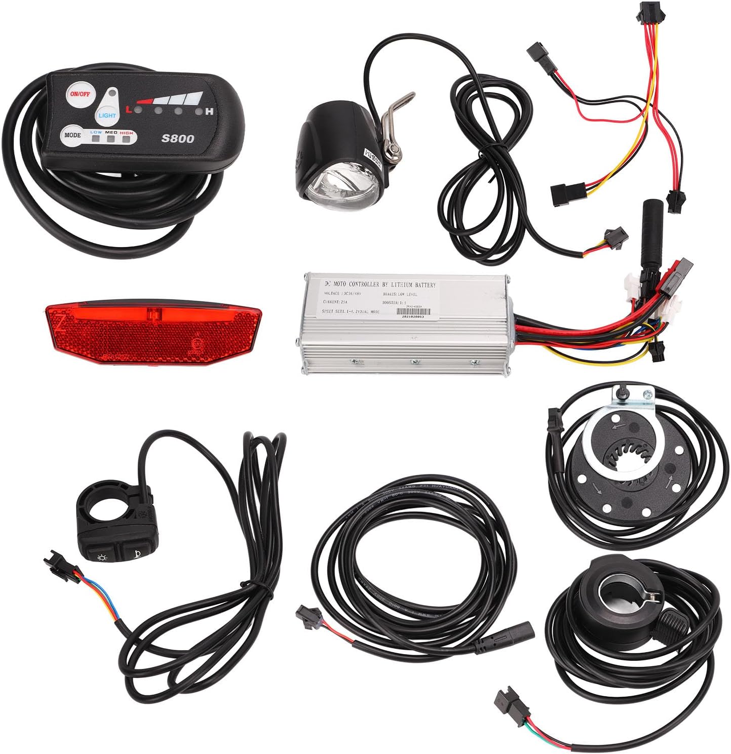 36V 48V 25A Controller Kit S800 LCD Display Panel with Metal Housing ABS Display for 750W Motor Electric Bikes Scooters DIY