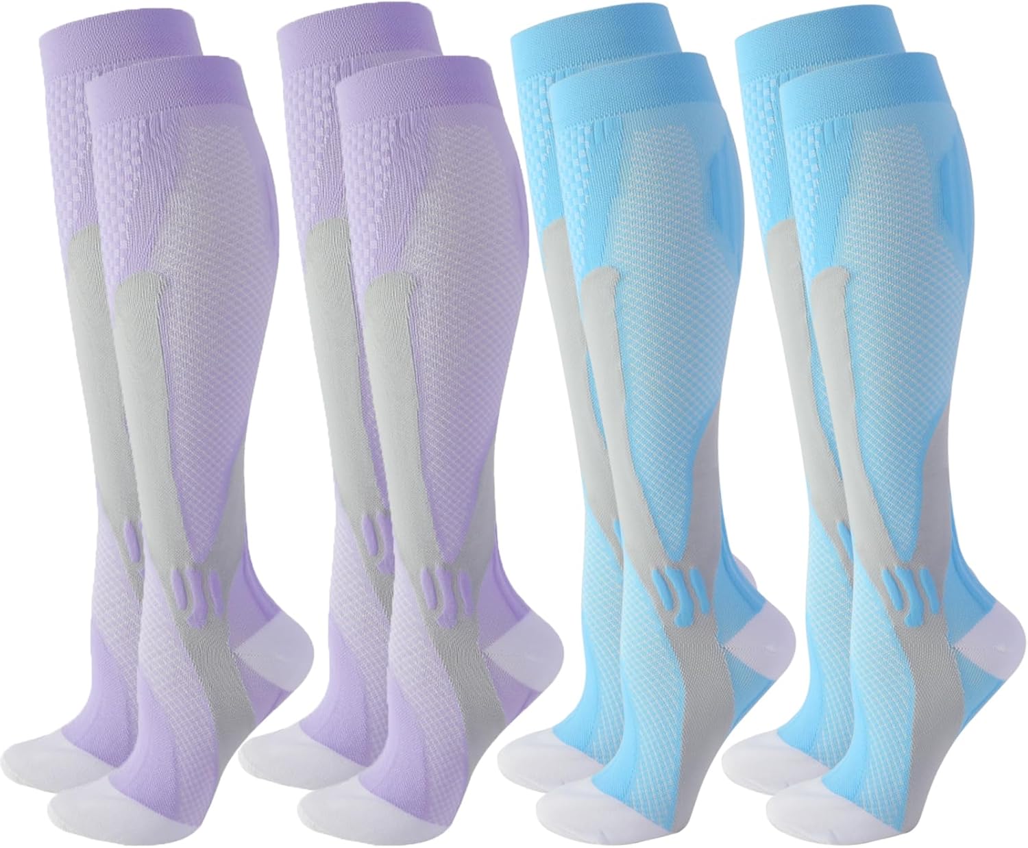 4/6 Pairs Compression Socks for Women Men Circulation-Best Support for Nurses,Running,Athletic,Travel