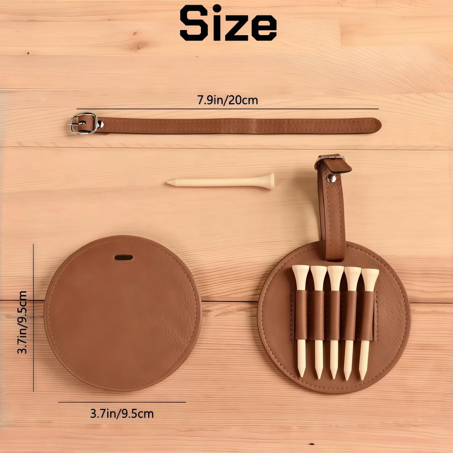 Etichetta per Sacca da Golf in Pelle Personalizzata E Supporto per Tee, Custodia con Nome Inciso Personalizzato - Organizer Compatto per Accessori da Golf per Uomo E Donna