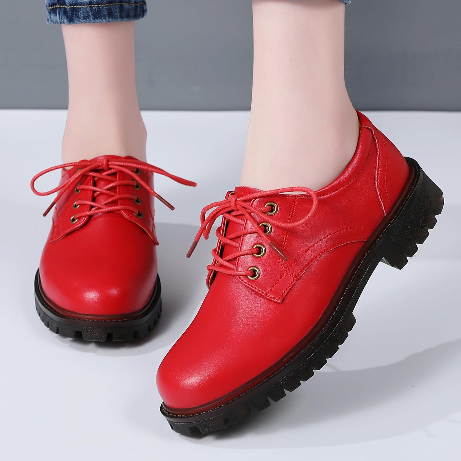 XMM Oxford Shoes for Women Lace up Flats Women's Oxfords Saddle Non-Slip Work Office Comfortable Dress Business Casual Dressy Shoes - Image 3