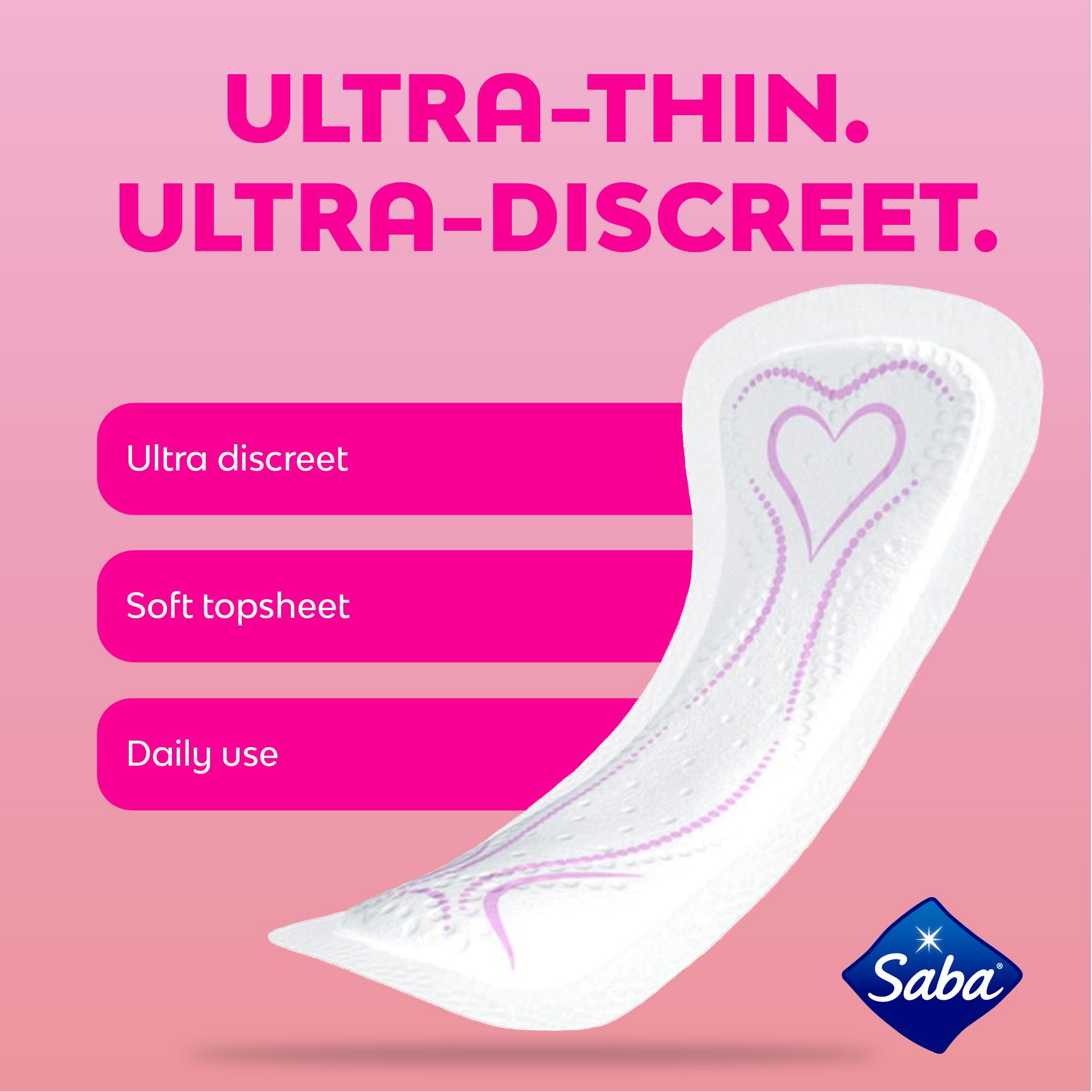 Saba Diarios Multishape Pantiliners | Ultra Thin & Discreet Panty Liners for Women | Designed for All Body Types | 150 Pantiliners (5 Packages, 30 Pantiliners Each)