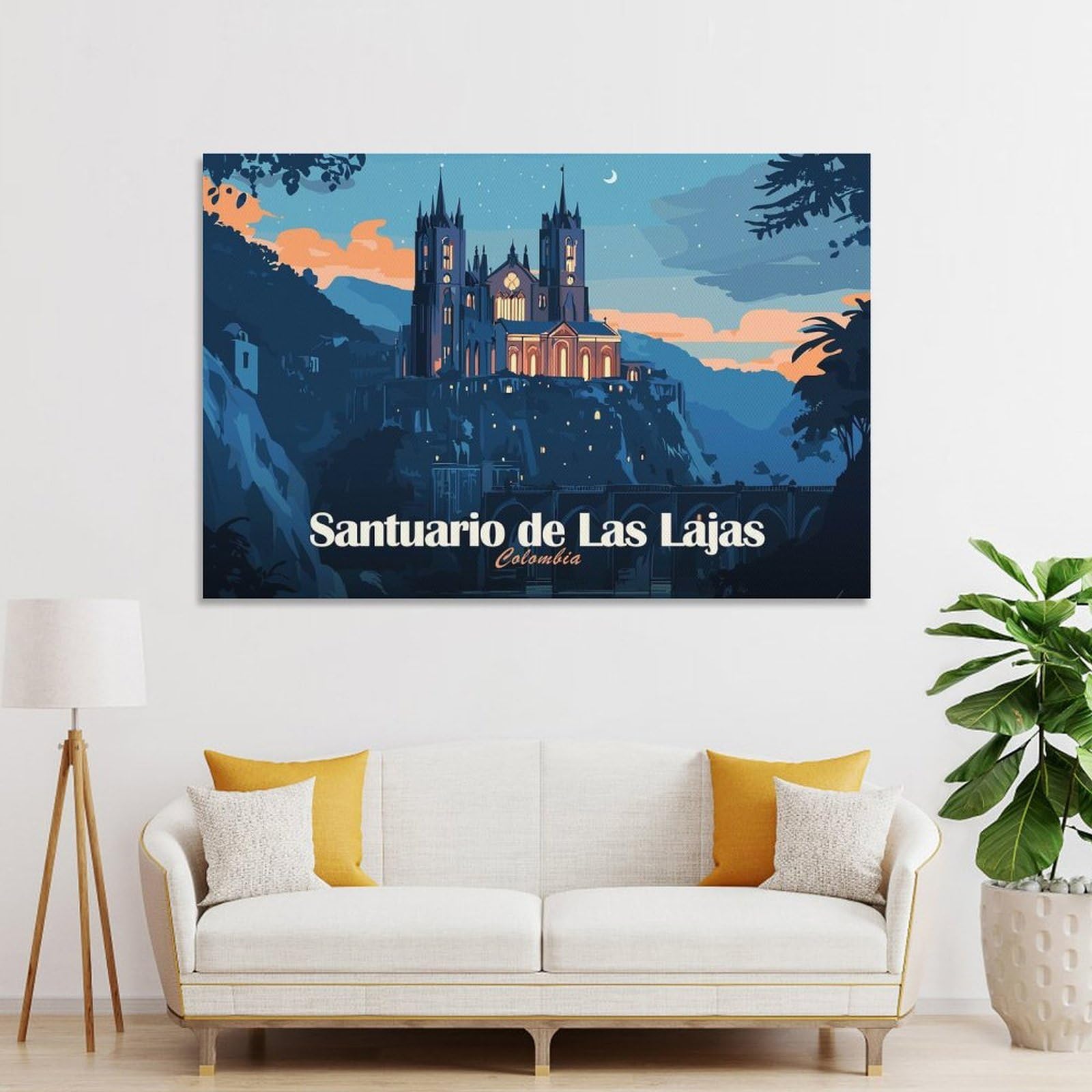 Junmoney Unframe-Style-5-1 Santuario De Las Lajas, Colombia Illustration Room Decor Wall Art 12X18inch(30X45cm), For Entrance Walls, Hall Decor Or Foyers, A Neat Decor Update For Hallways