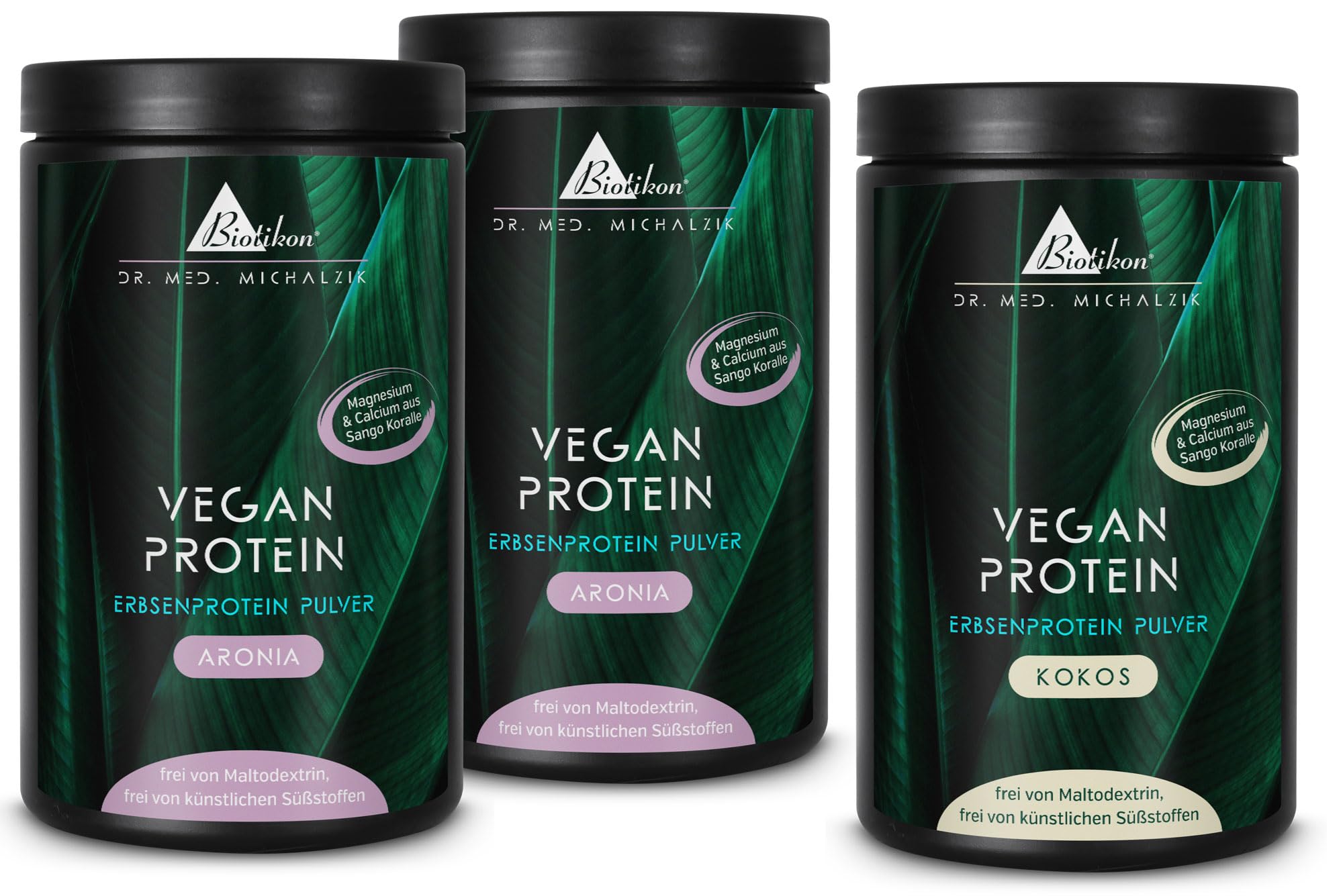 Proteine - 3er-Pack nach Dr. Michalzik, 3x 10 Portionen / 1600 g Pulver | Mit Erbsenprotein, Kokosmilchpulver, Calcium und Magnesium • eigene deutsche Produktion • ohne Zusätze