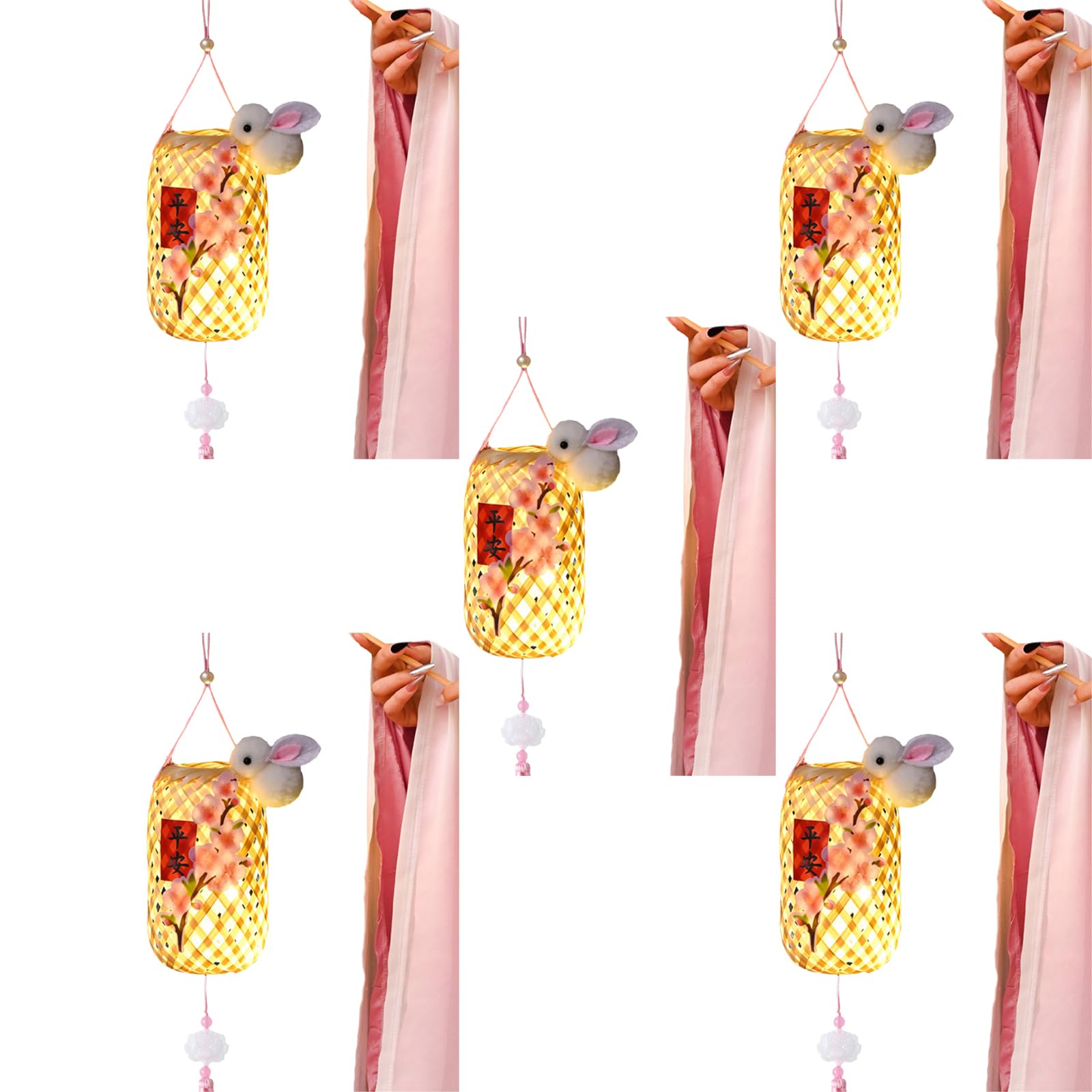 Tsophreniq 5Piece Rabbits Lights Autumn Celebration Charm Easy Assembly Woven Rabbits Lights Glowing Light