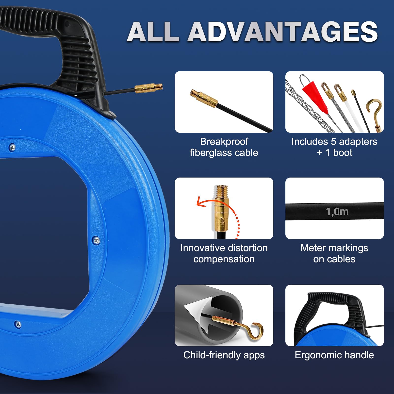 Sonda Elettricista Foreverup 30M - Passacavi In Acciaio Inox Ø6mm, Con 2 Molle Di Guida, Per Cavi E Fibre - Foto 6