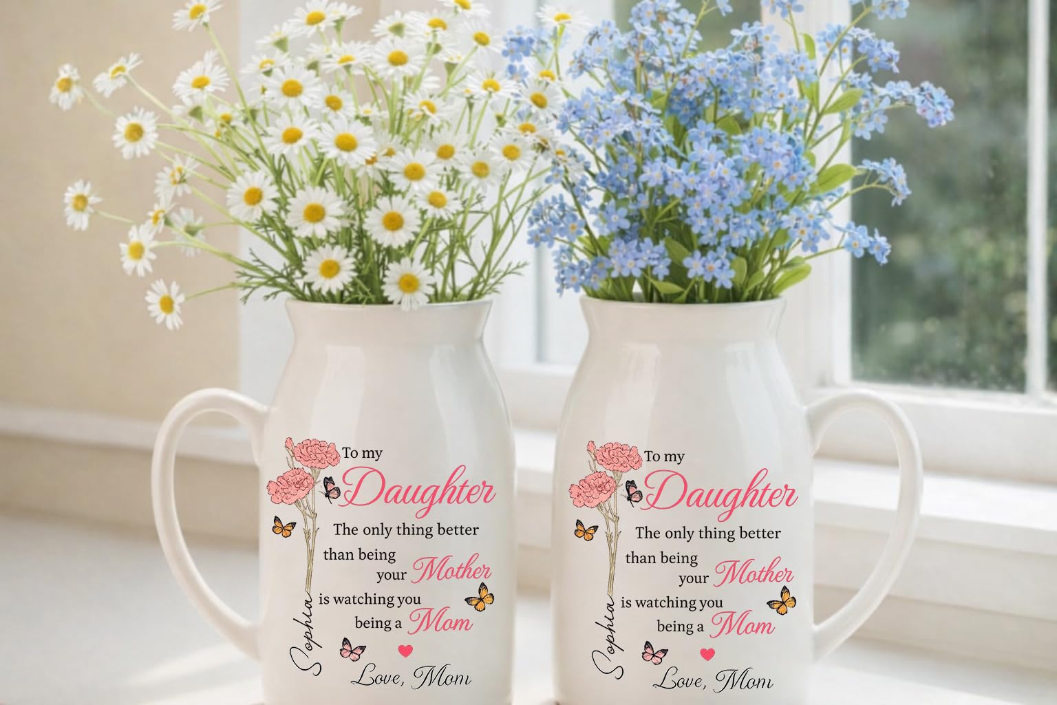Personalized to My Daughter Vase, Custom Mothers Day Flower Vase for Daughter, for Daughters, New Mom Gift for Daughters, The Only Thing Better Than Being Your Mother — view 8
