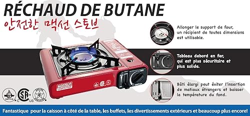 Miniatura 7 de Estufa de gas Max MS-2500, hasta 8000 BTU, estufa de campamento, con estuche de transporte (rojo)