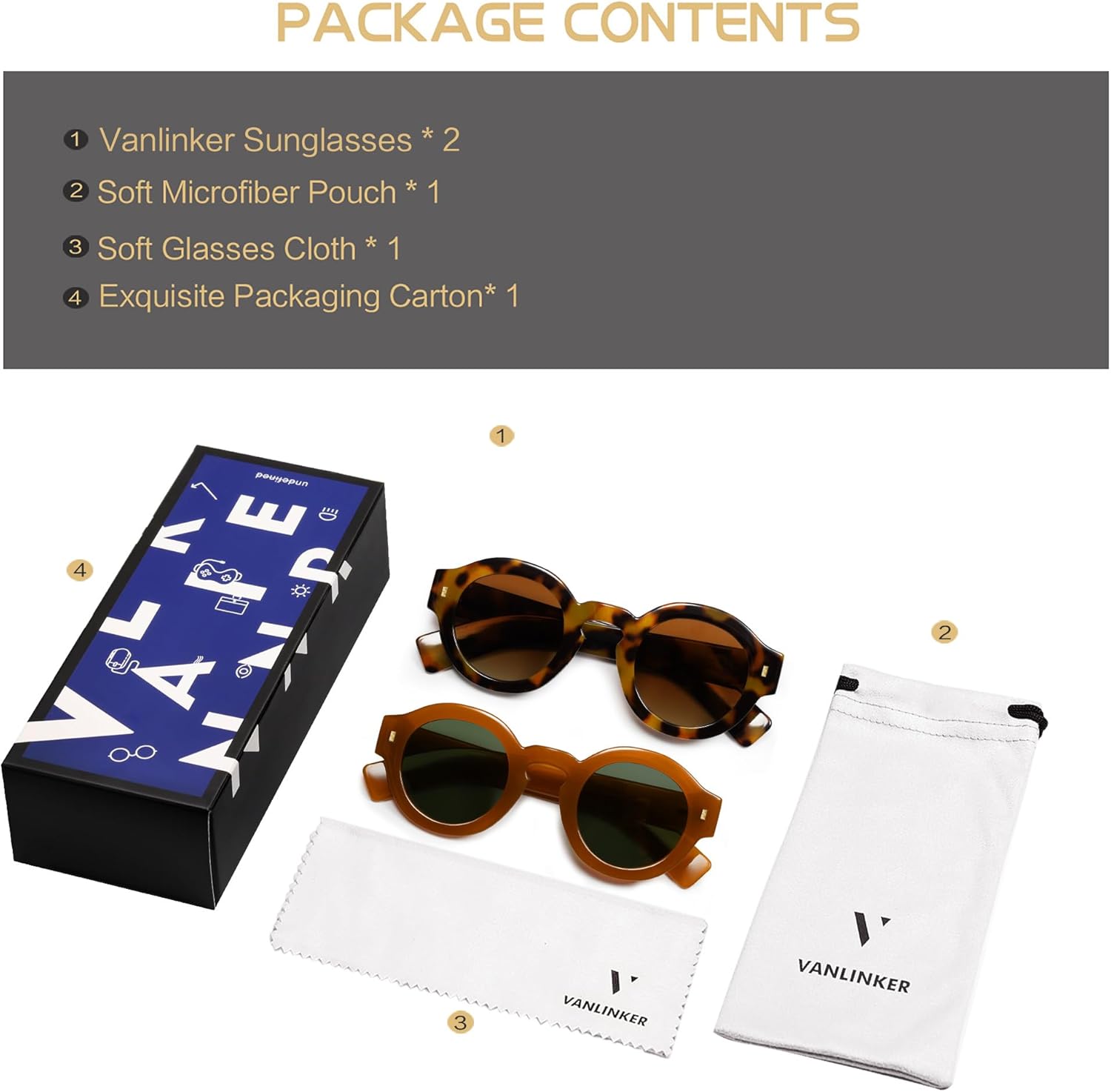 VANLINKER Vintage Round Polarized Sunglasses for Women Men Trendy Shades Retro Circle Sun Glasses VL9743 - Image 5