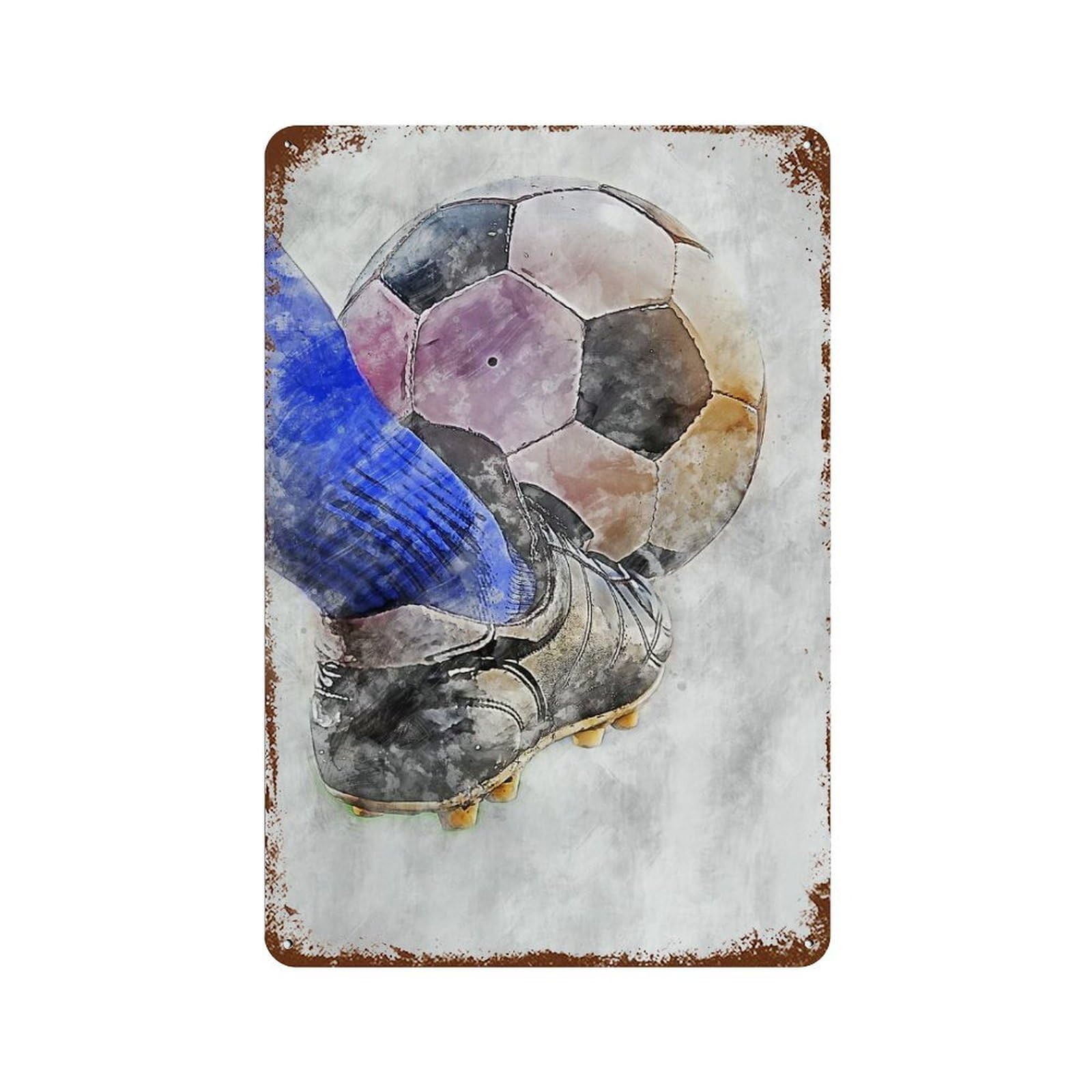 Football 10 Rust Effect Tin Sign 11.8"x7.9", Rustic Home Decor for Cafe, Home Bar And Lounge Decor